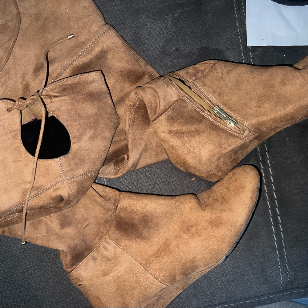 Jessica Simpson Brown Over the Knee Boots with Side Zipper